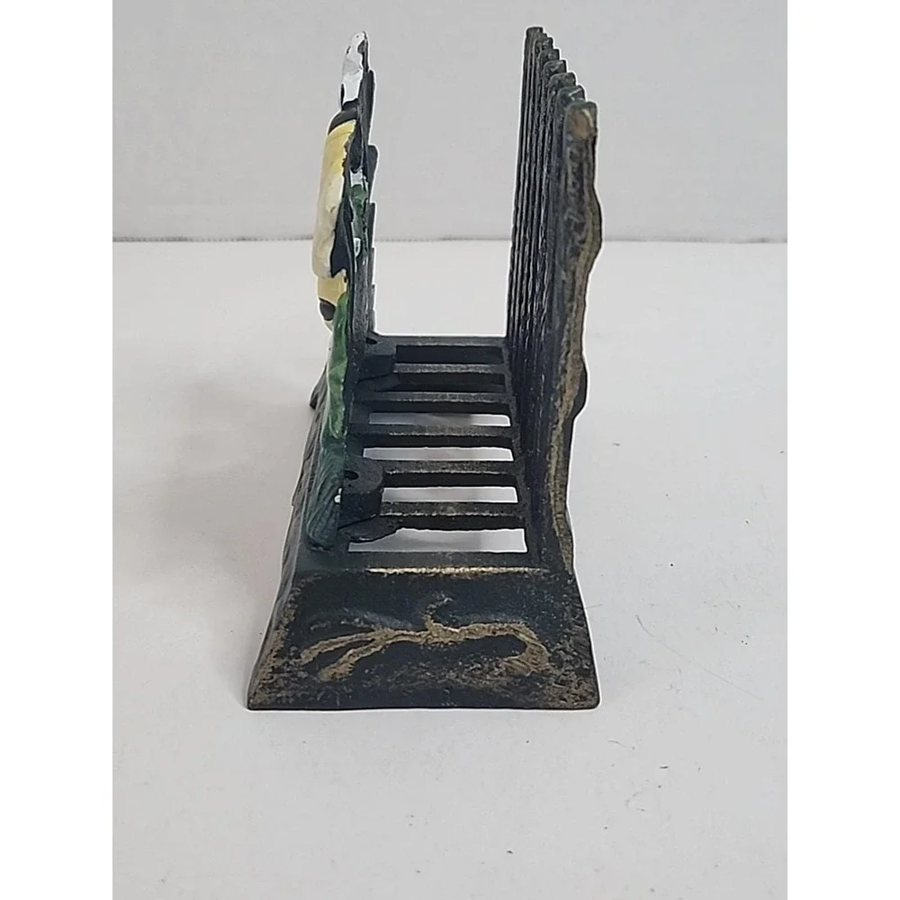 Vintage Cast Iron Daisies & Bumblebee Napkin Letter Holder 5.5